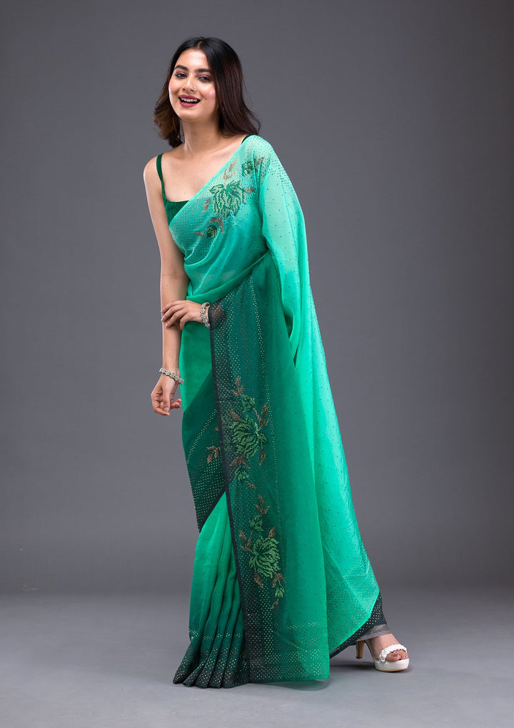 Pink Sequins Shimmer Designer Saree-Koskii