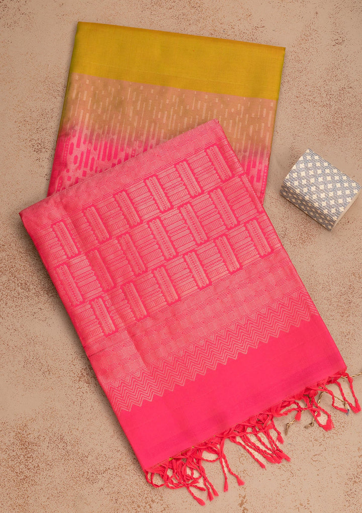 Leaf Green Zariwork Pure Silk Saree-Koskii