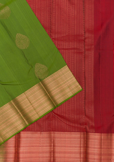 Leaf Green Zariwork Pure Silk Saree-Koskii