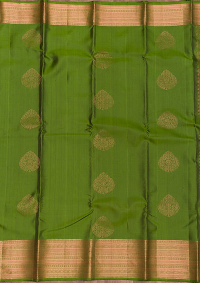 Leaf Green Zariwork Pure Silk Saree-Koskii