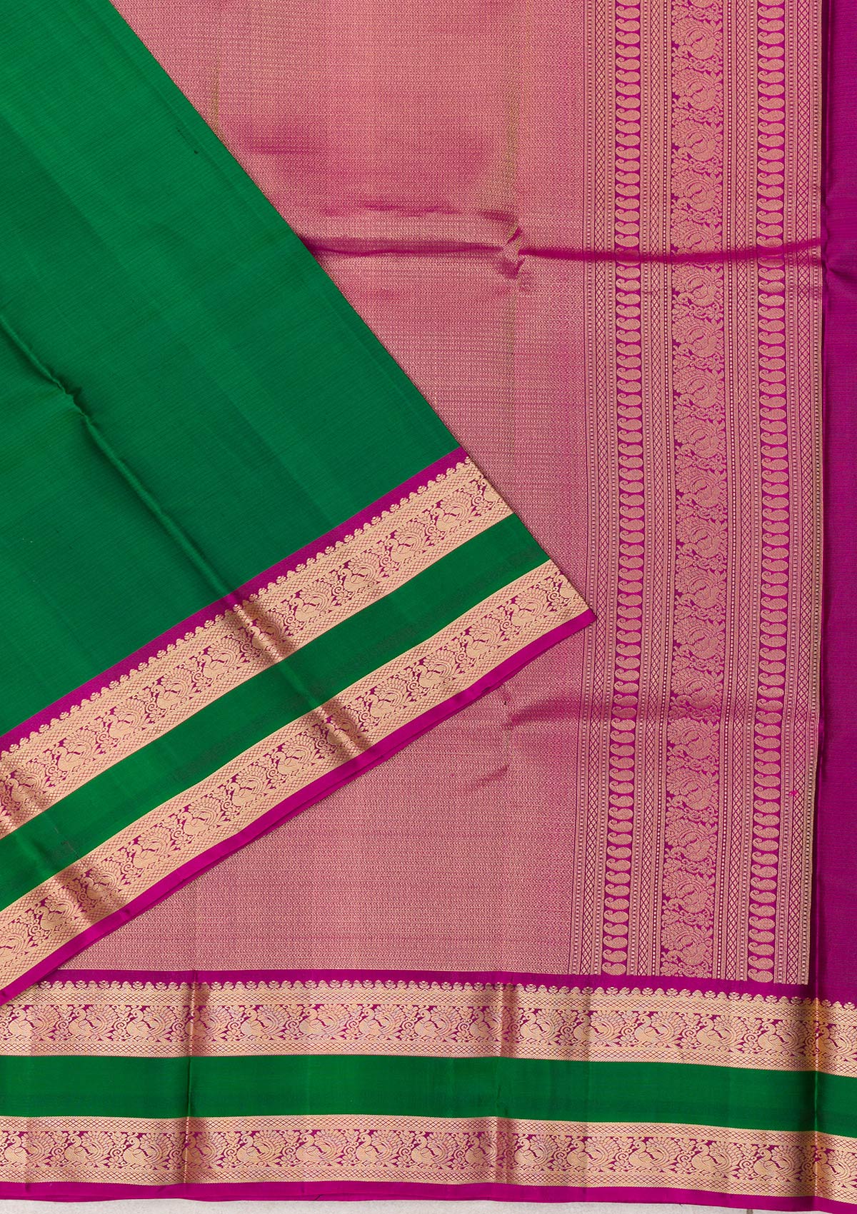 Leaf Green Zariwork Pure Silk Saree-Koskii