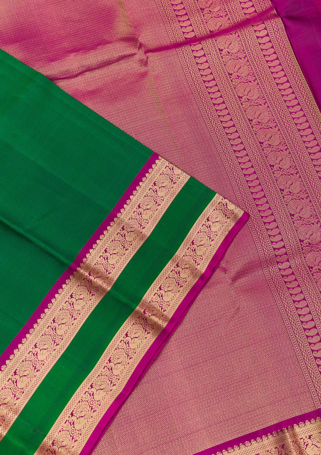 Leaf Green Zariwork Pure Silk Saree-Koskii