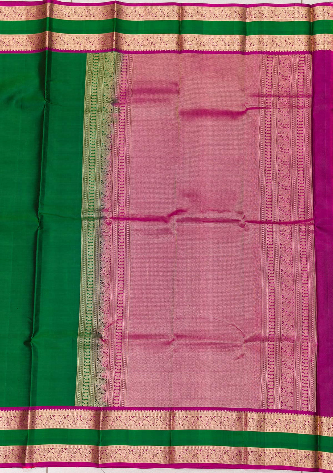 Leaf Green Zariwork Pure Silk Saree-Koskii