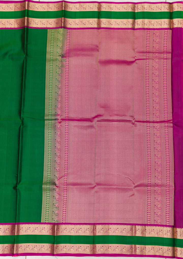 Leaf Green Zariwork Pure Silk Saree-Koskii