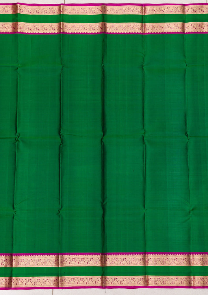 Leaf Green Zariwork Pure Silk Saree-Koskii