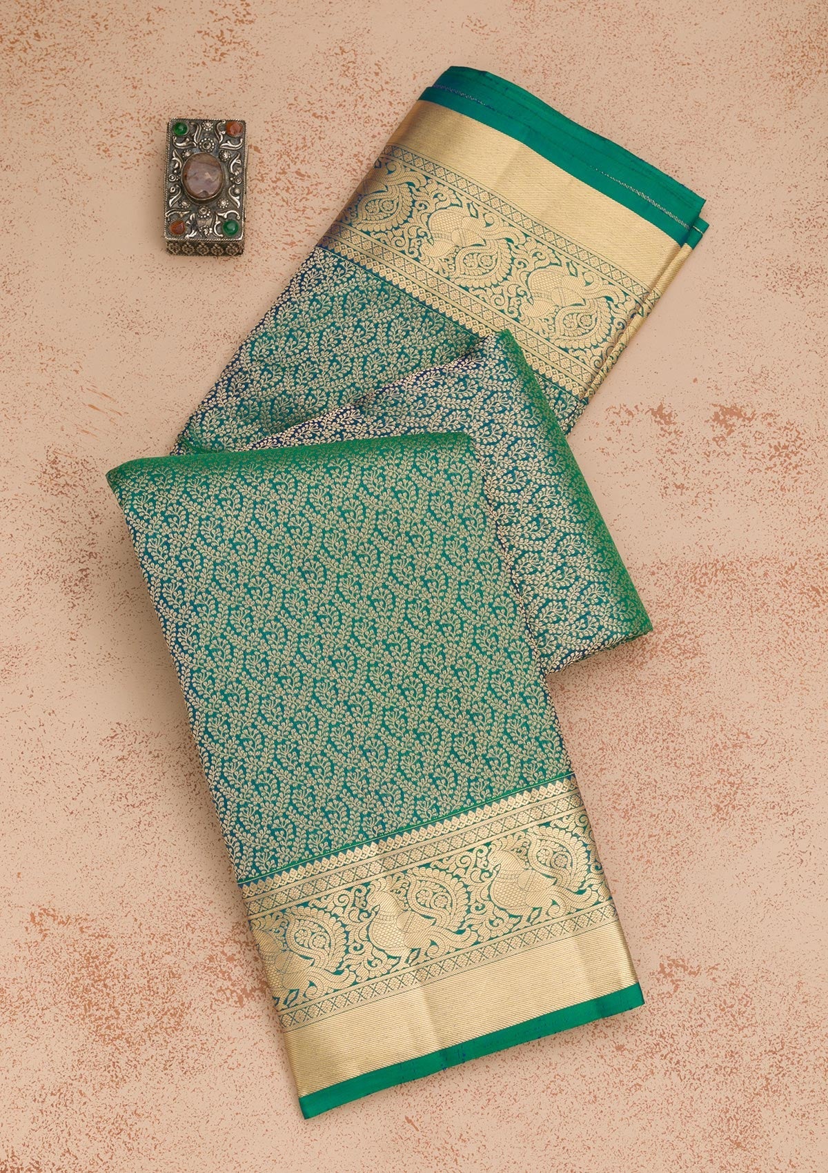 Leaf Green Zariwork Pure Silk Saree-Koskii