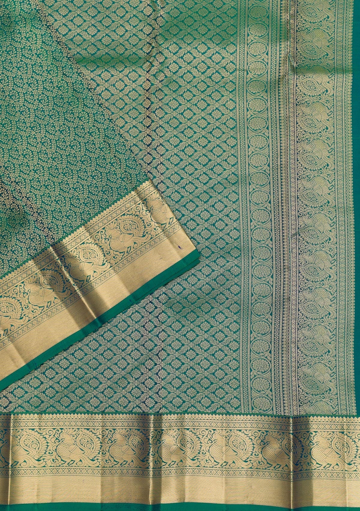 Leaf Green Zariwork Pure Silk Saree-Koskii