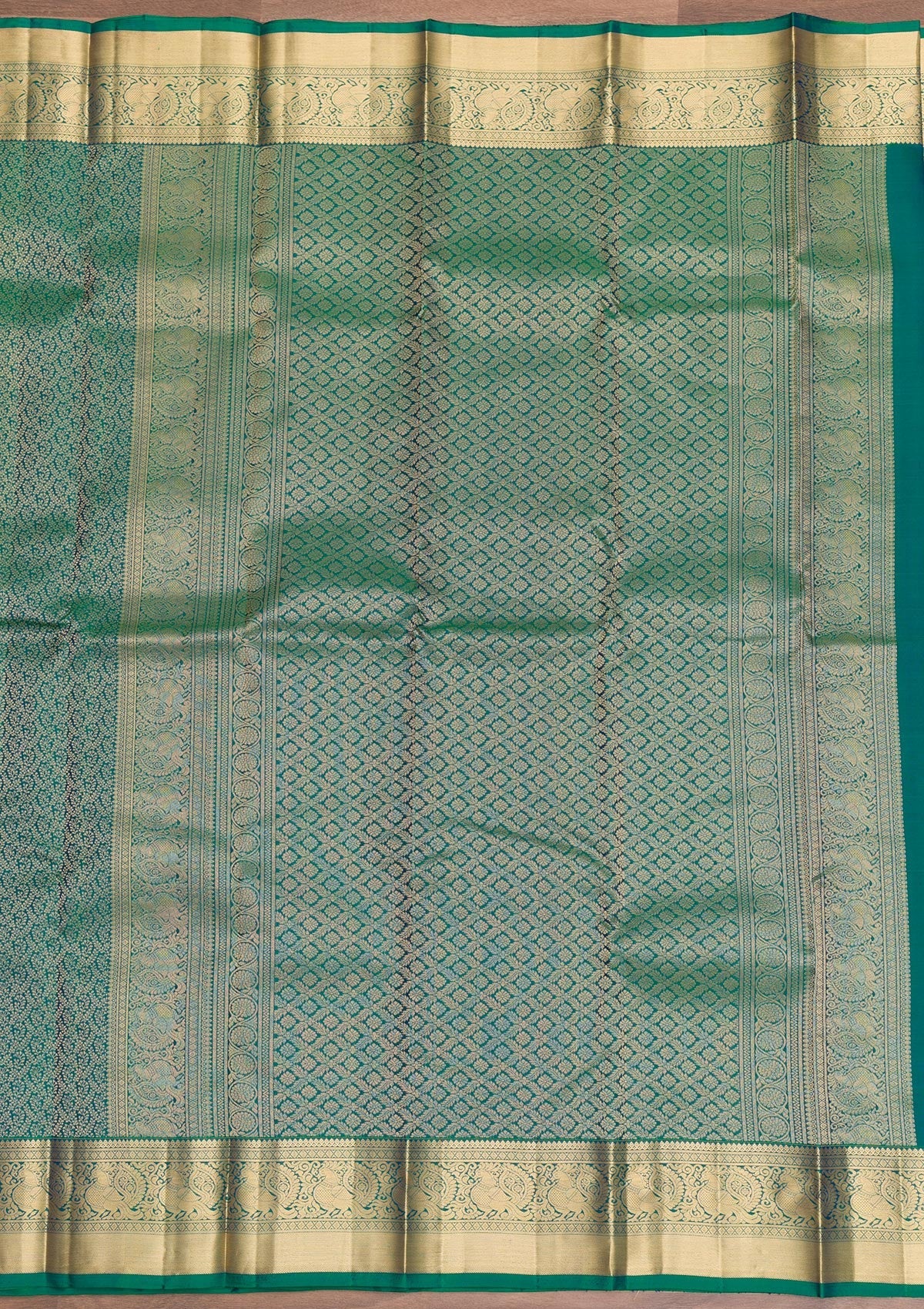 Leaf Green Zariwork Pure Silk Saree-Koskii