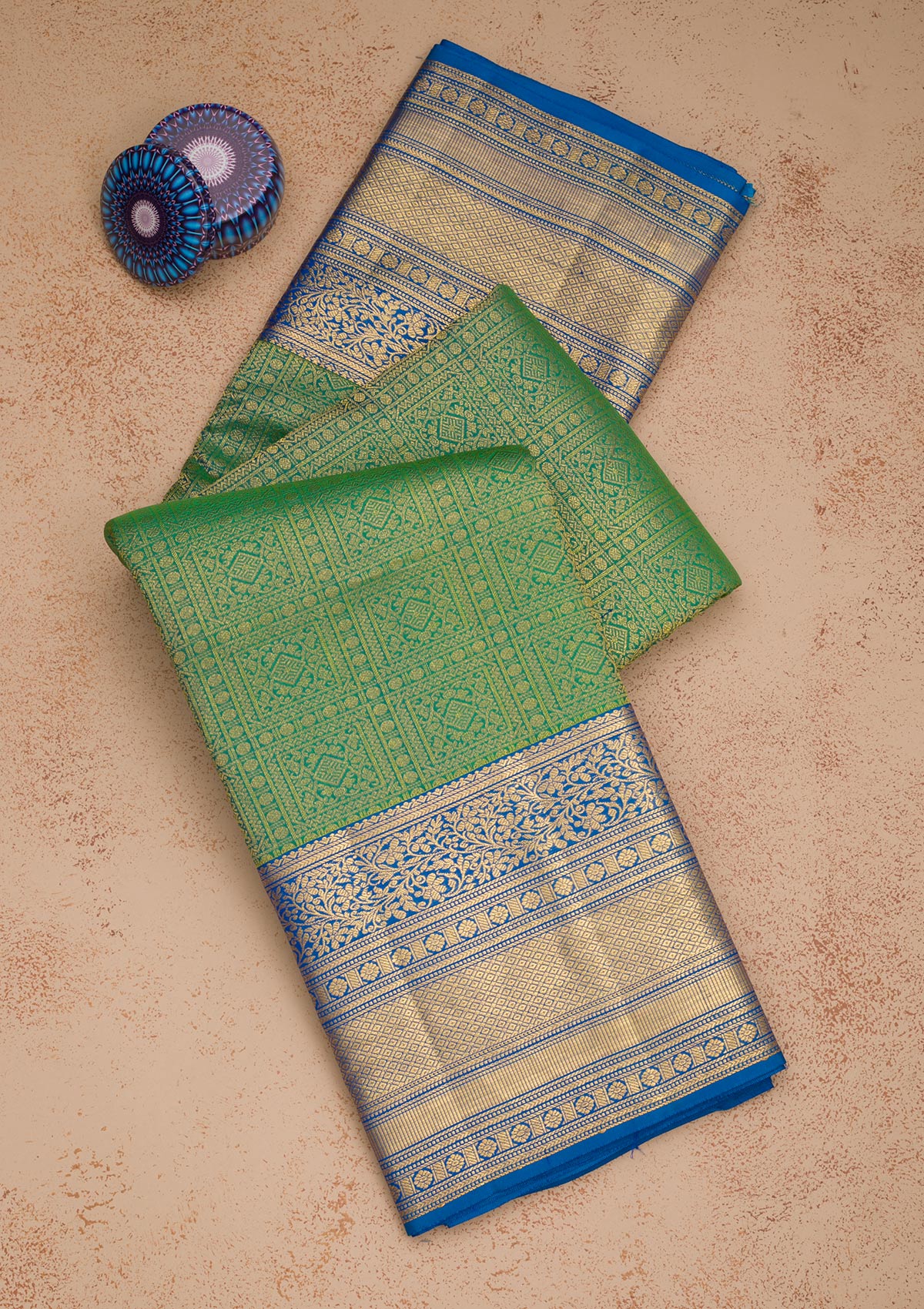 Leaf Green Zariwork Pure Silk Saree-Koskii