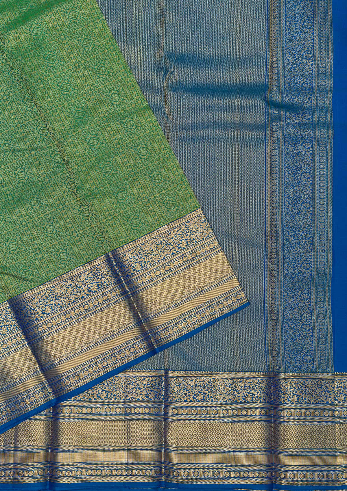 Leaf Green Zariwork Pure Silk Saree-Koskii