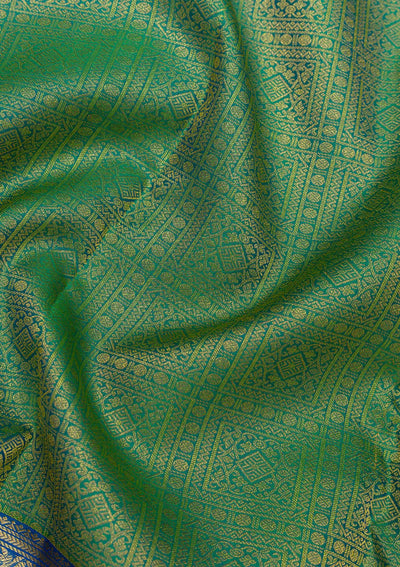 Leaf Green Zariwork Pure Silk Saree-Koskii