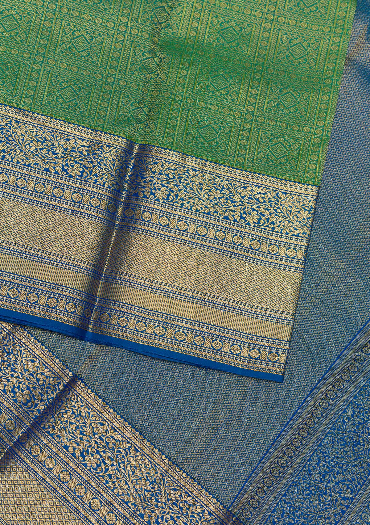 Leaf Green Zariwork Pure Silk Saree-Koskii