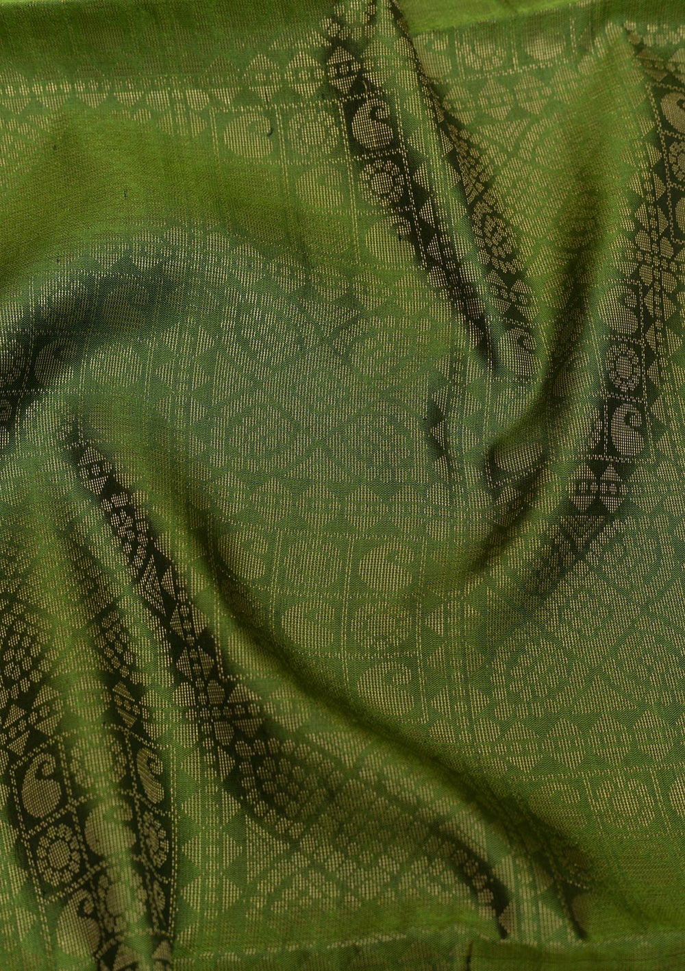 Leaf Green Zariwork Pure Silk Saree-Koskii