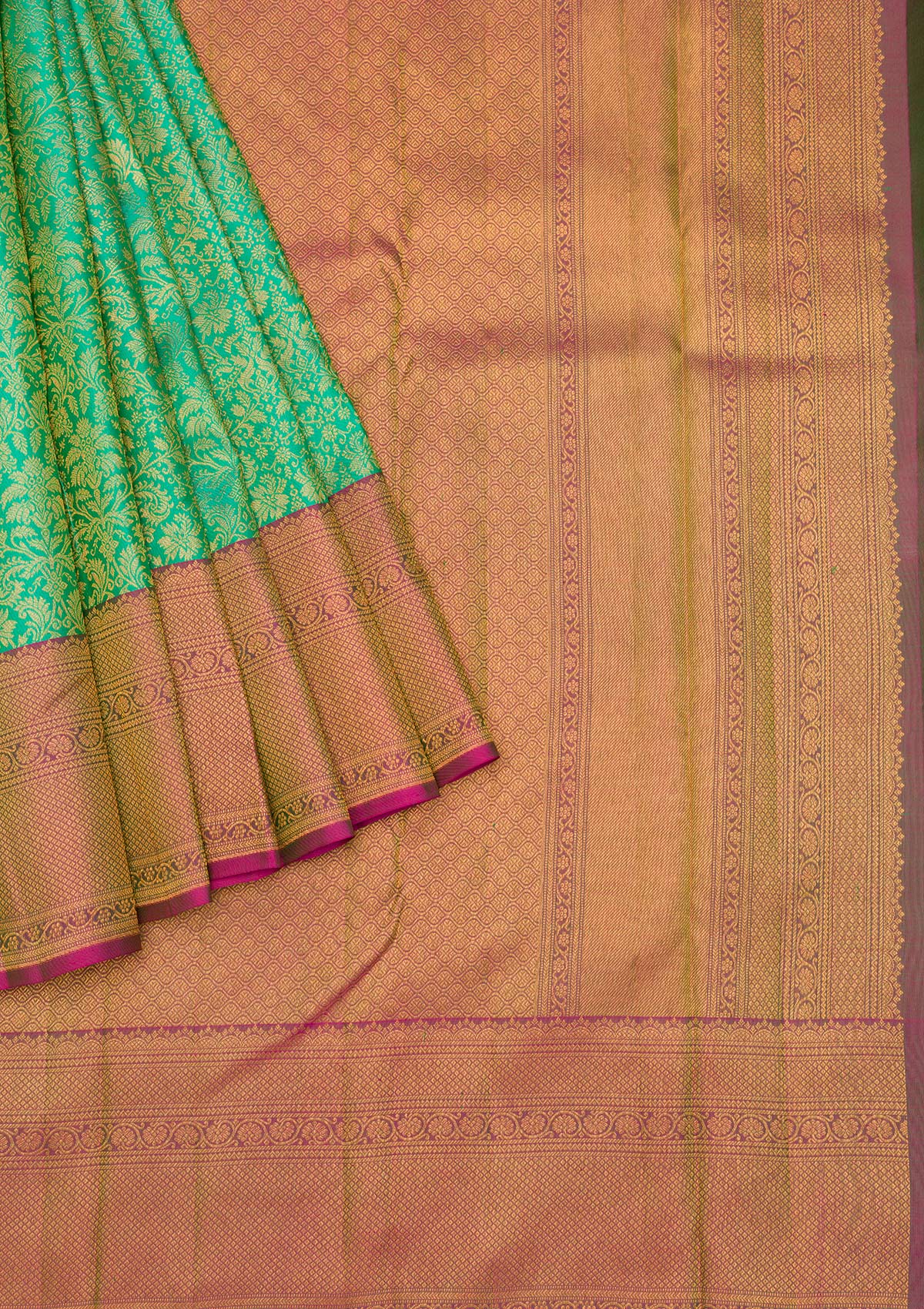 Leaf Green Zariwork Pure Silk Saree-Koskii