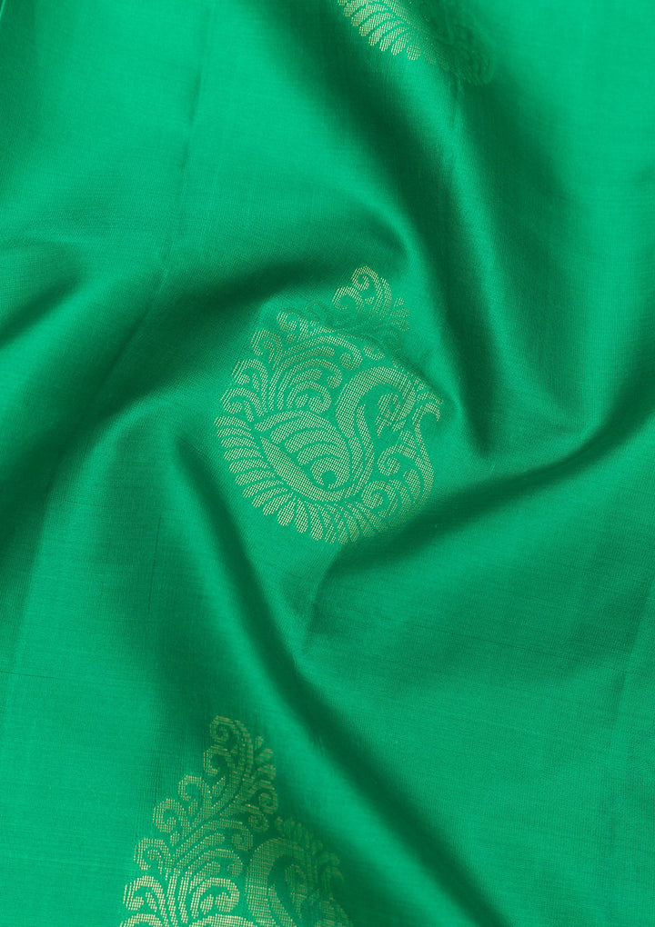 Leaf Green Zariwork Pure Silk Saree-Koskii