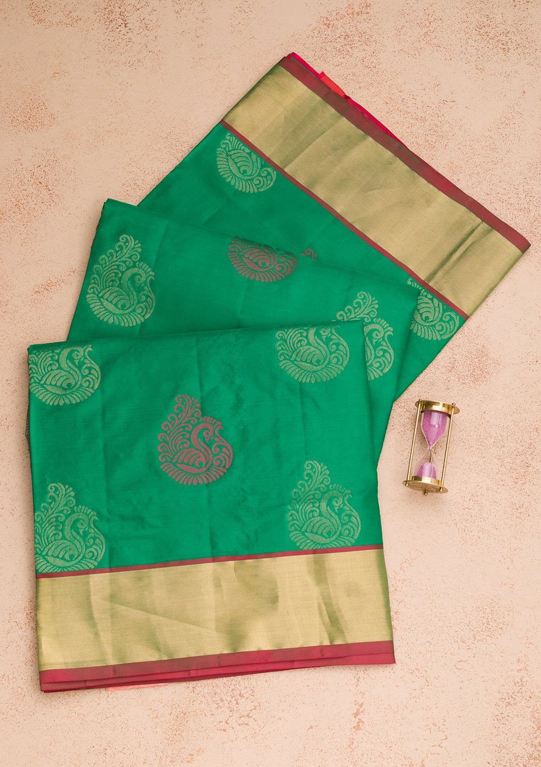 Leaf Green Zariwork Pure Silk Saree-Koskii