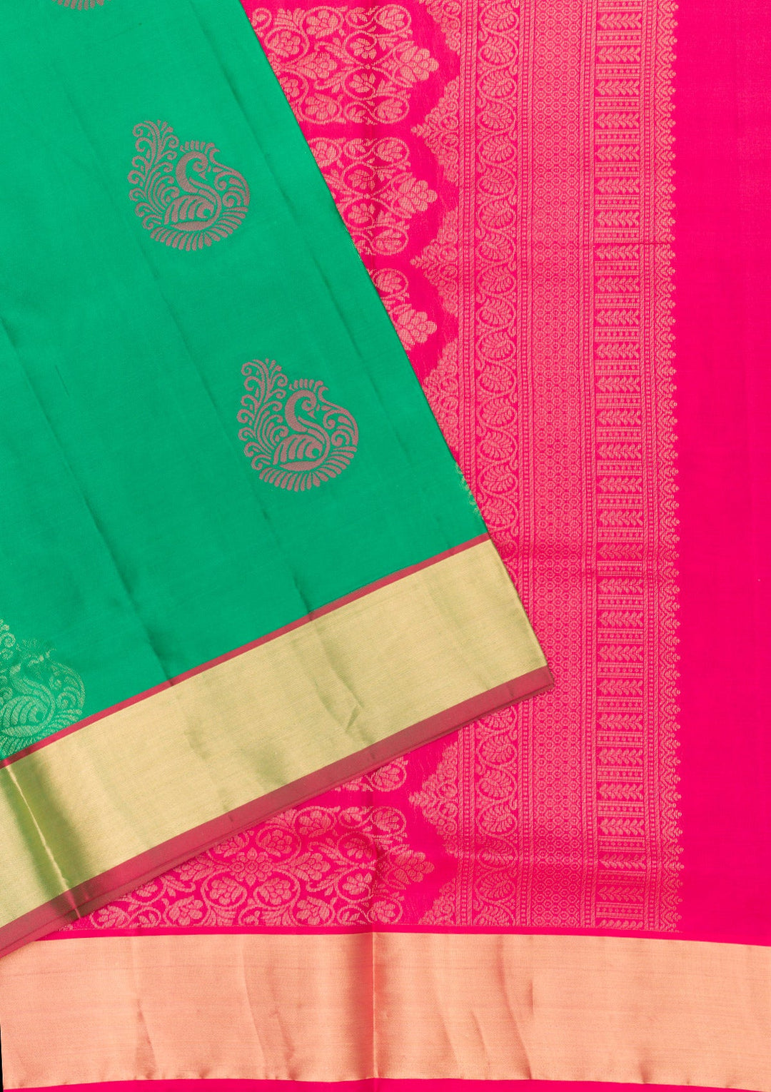 Leaf Green Zariwork Pure Silk Saree-Koskii