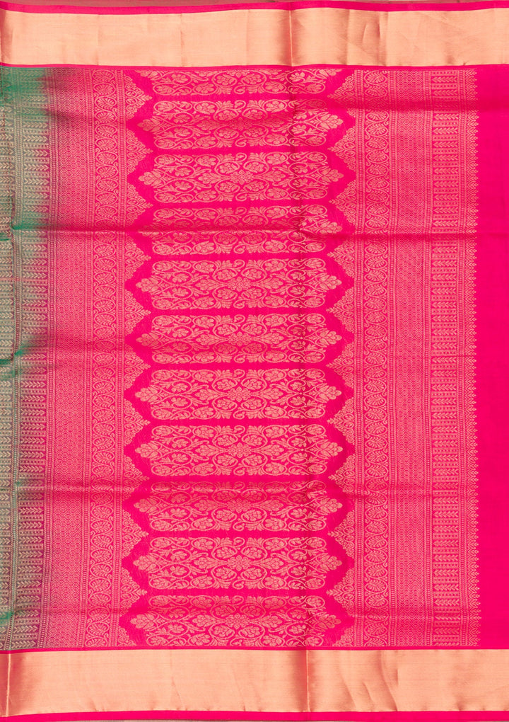 Leaf Green Zariwork Pure Silk Saree-Koskii