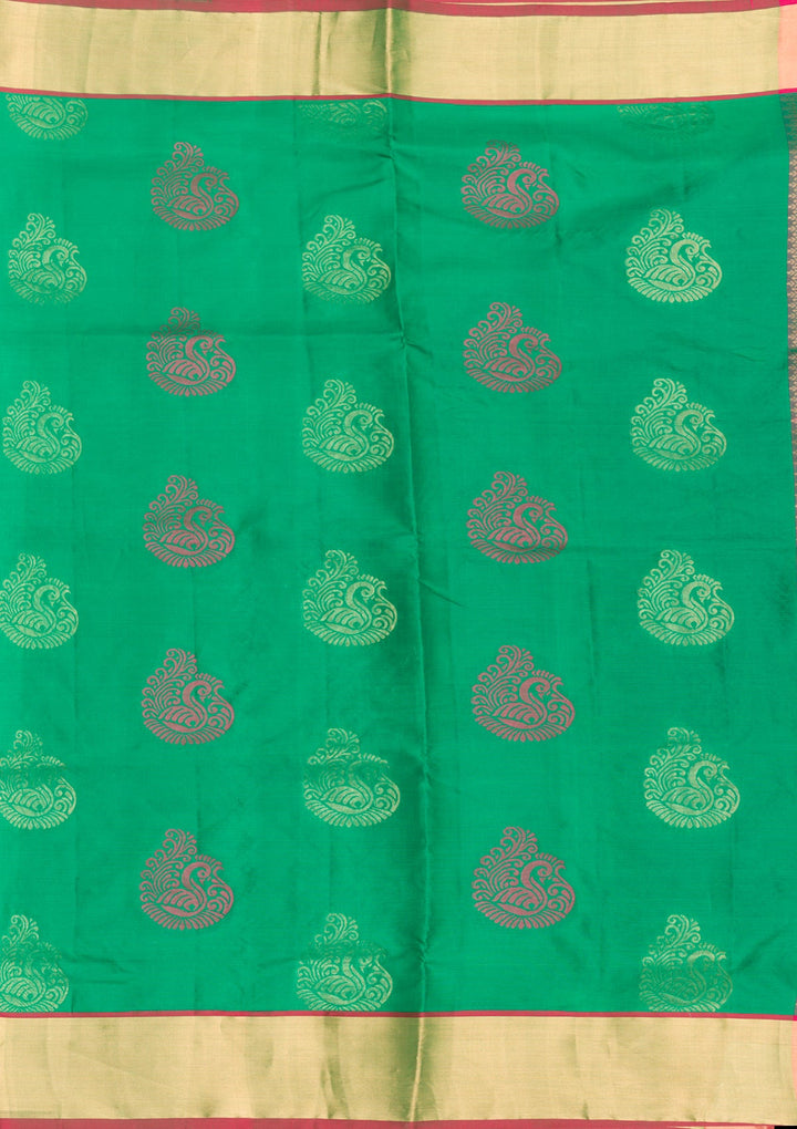 Leaf Green Zariwork Pure Silk Saree-Koskii