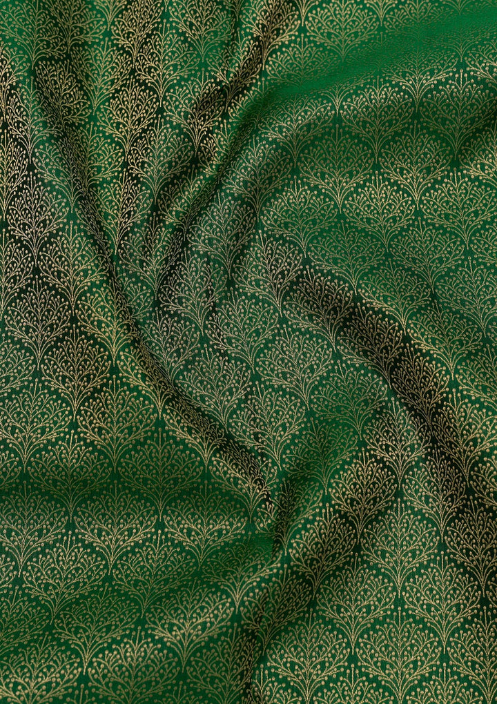 Leaf Green Zariwork Pure Silk Saree-Koskii