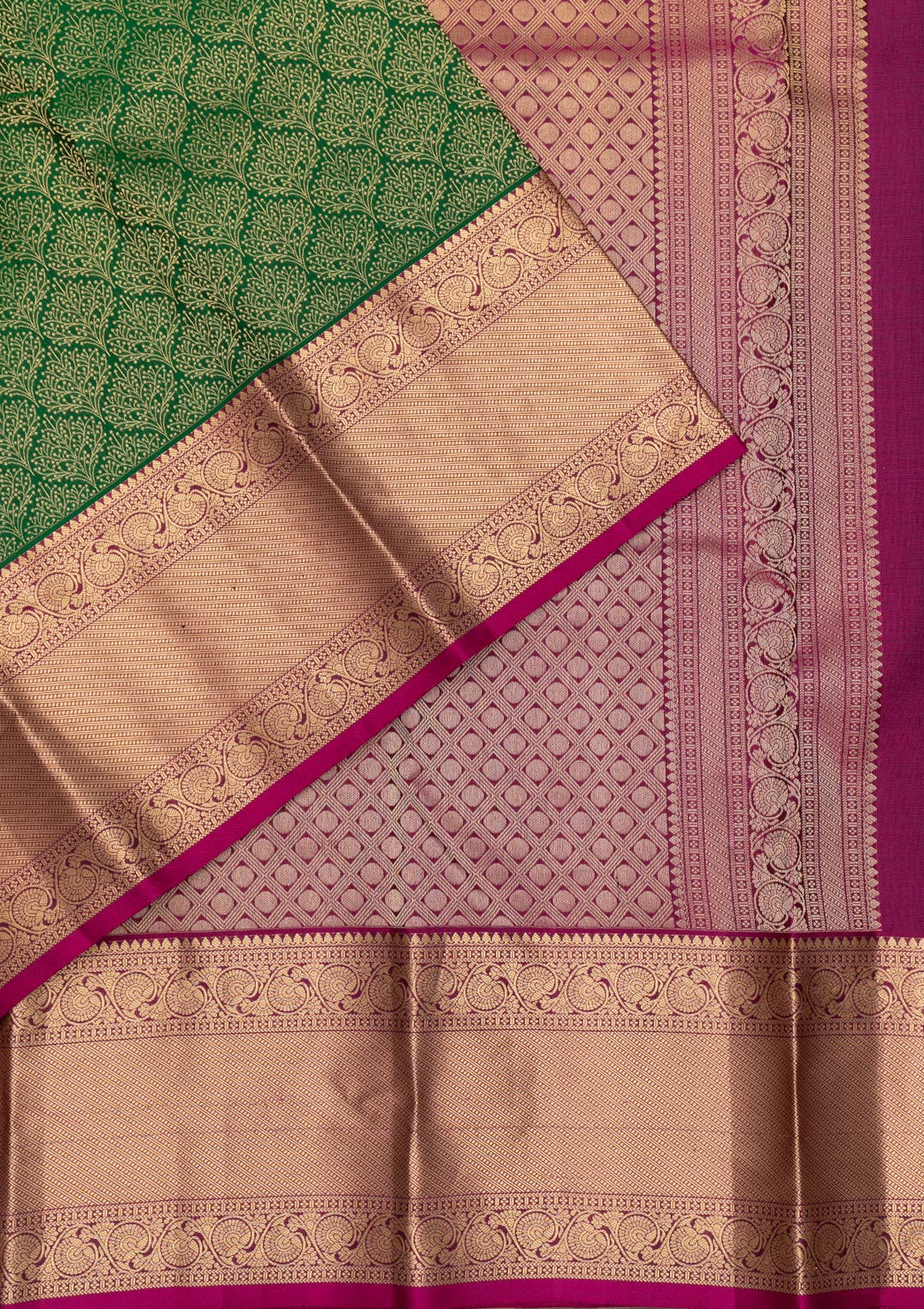 Leaf Green Zariwork Pure Silk Saree-Koskii