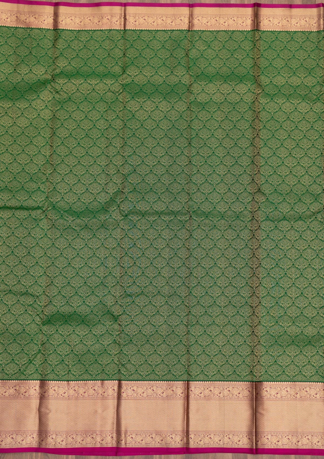 Leaf Green Zariwork Pure Silk Saree-Koskii