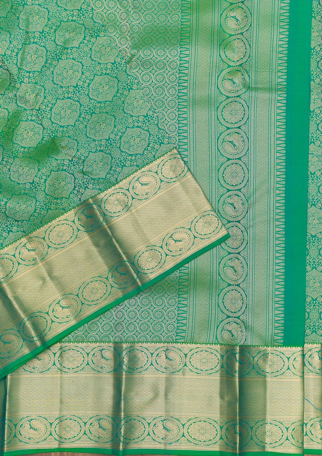 Leaf Green Zariwork Pure Silk Saree-Koskii