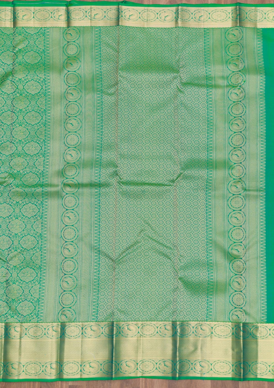 Leaf Green Zariwork Pure Silk Saree-Koskii