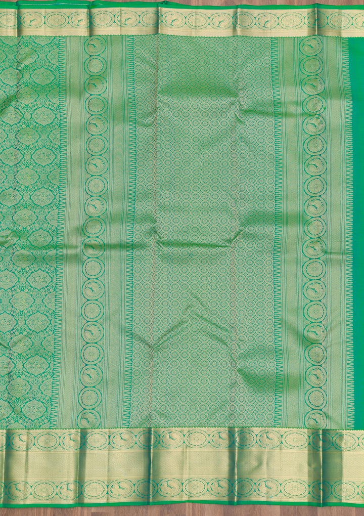 Leaf Green Zariwork Pure Silk Saree-Koskii