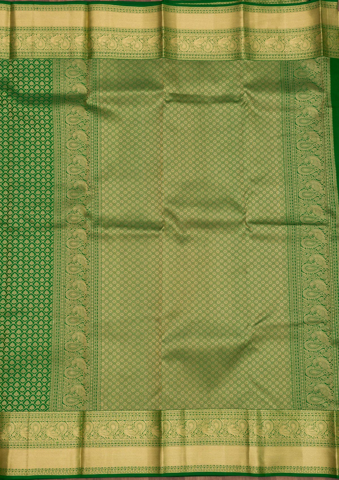 Leaf Green Zariwork Pure Silk Saree-Koskii