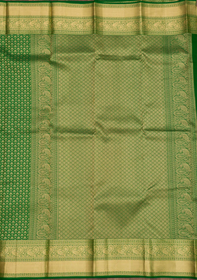 Leaf Green Zariwork Pure Silk Saree-Koskii