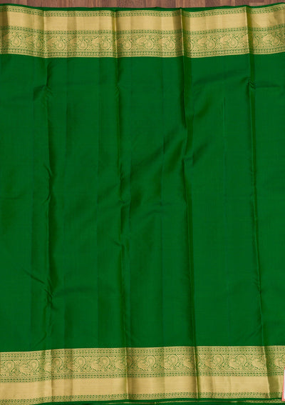 Leaf Green Zariwork Pure Silk Saree-Koskii