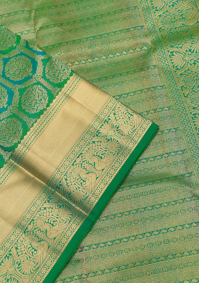 Leaf Green Zariwork Pure Silk Saree-Koskii