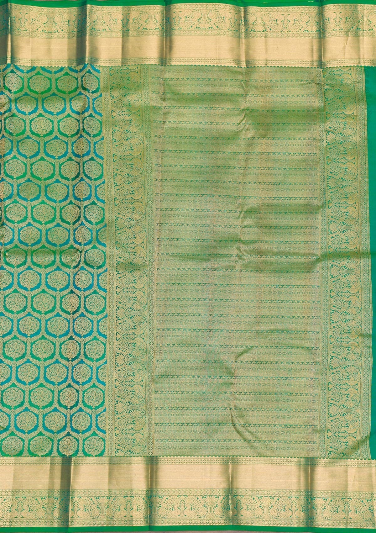 Leaf Green Zariwork Pure Silk Saree-Koskii