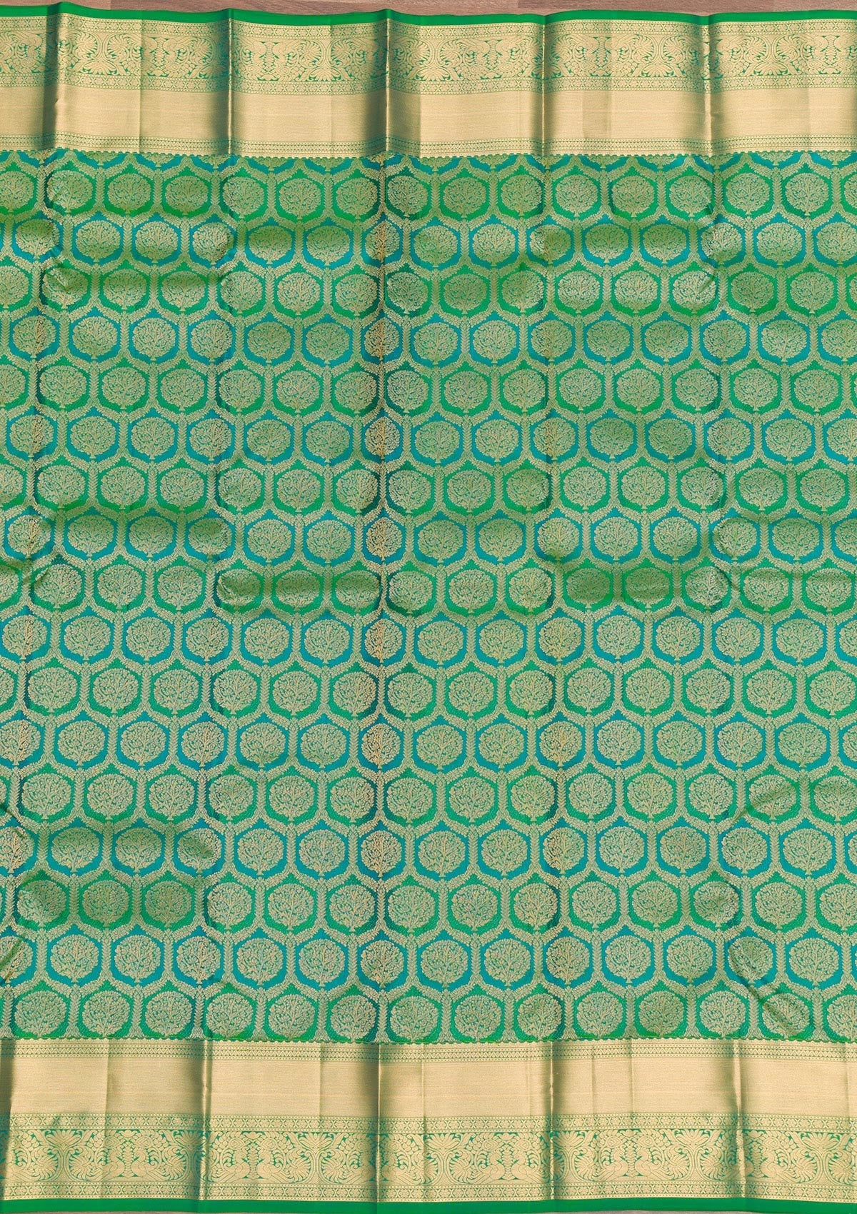 Leaf Green Zariwork Pure Silk Saree-Koskii