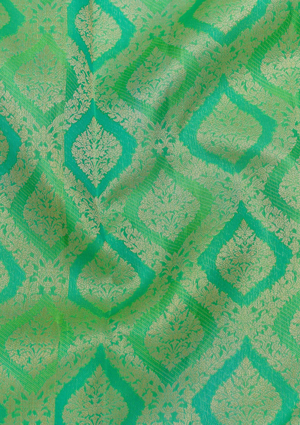 Leaf Green Zariwork Pure Silk Saree-Koskii