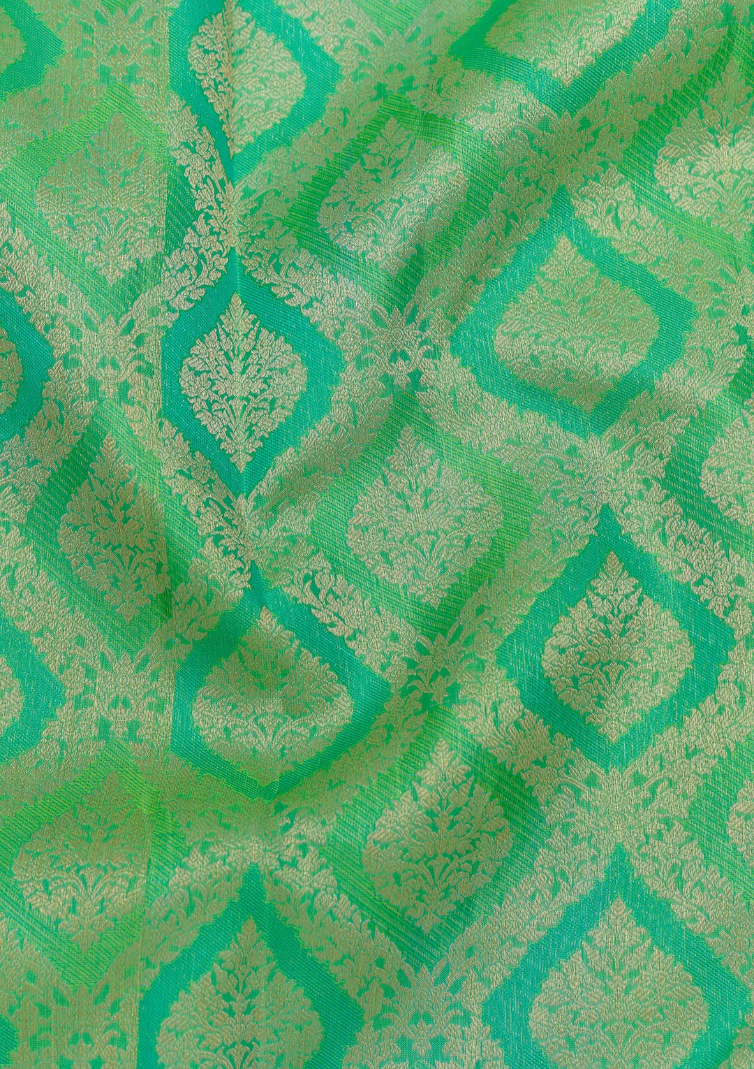 Leaf Green Zariwork Pure Silk Saree-Koskii
