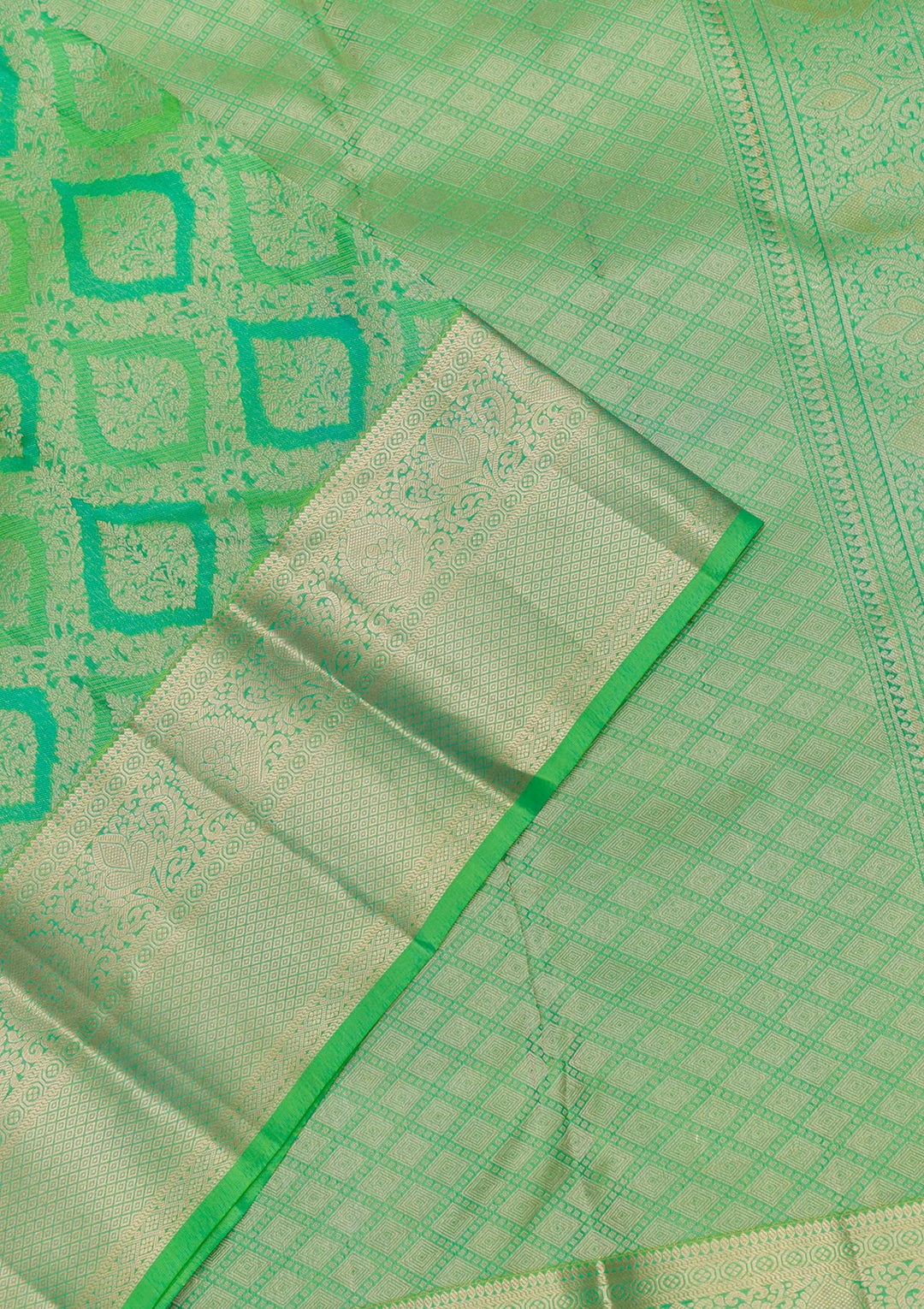Leaf Green Zariwork Pure Silk Saree-Koskii