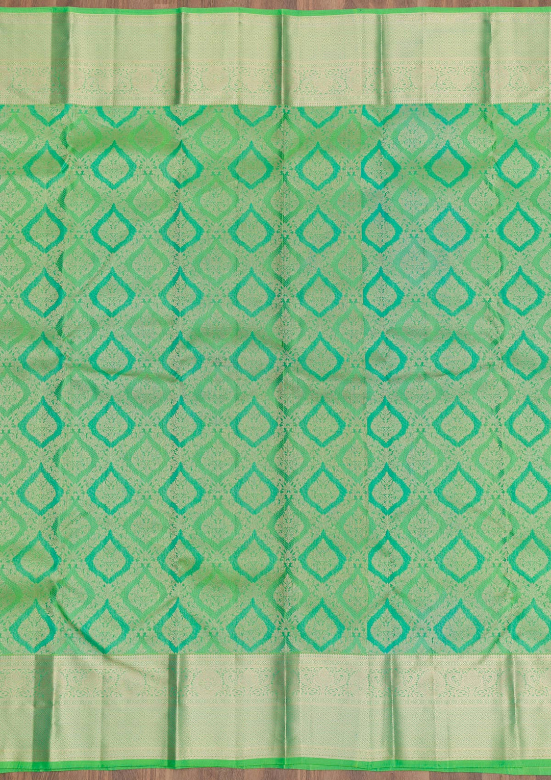 Leaf Green Zariwork Pure Silk Saree-Koskii