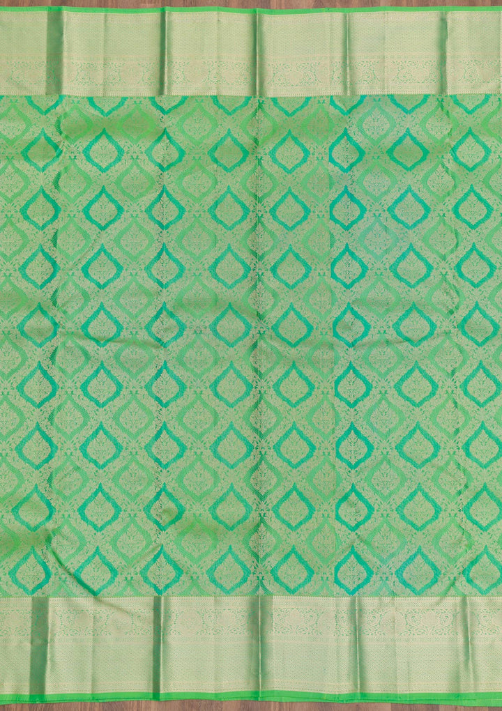Leaf Green Zariwork Pure Silk Saree-Koskii