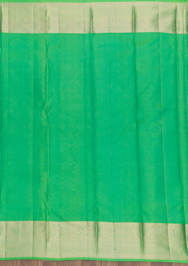 Leaf Green Zariwork Pure Silk Saree-Koskii