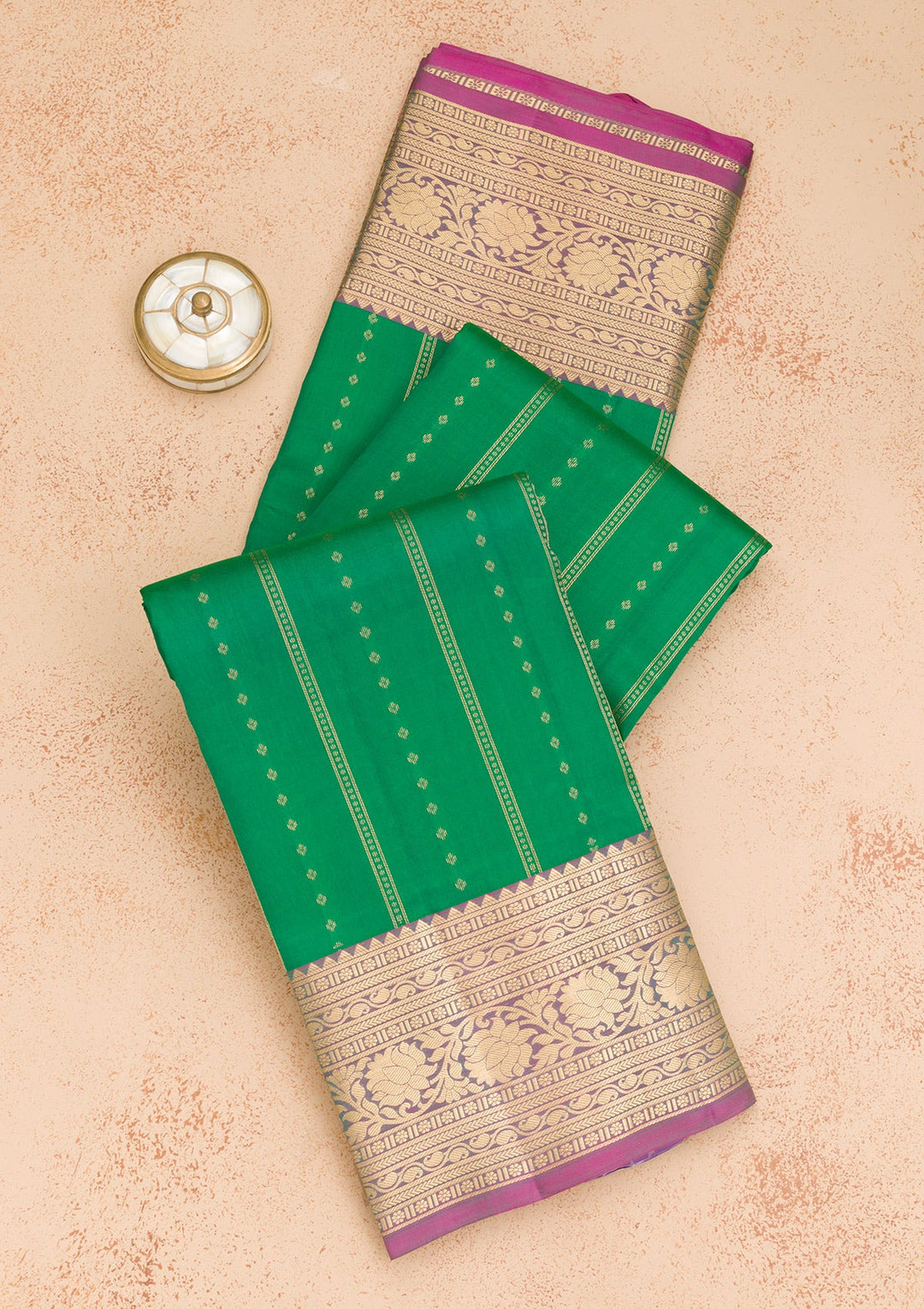 Leaf Green Zariwork Pure Silk Saree-Koskii