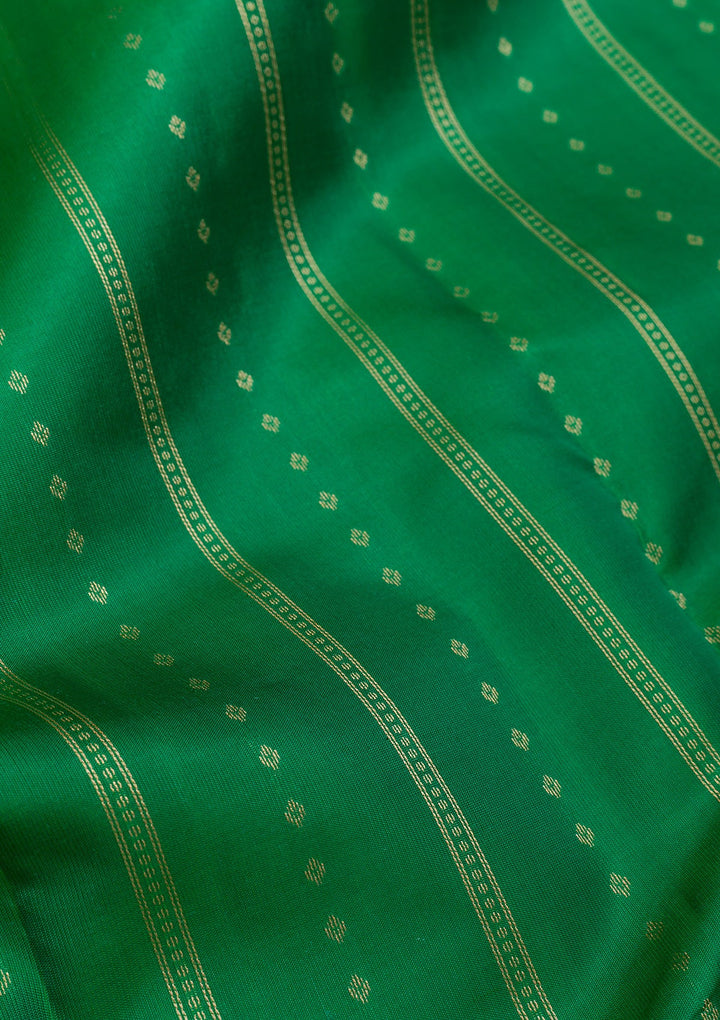 Leaf Green Zariwork Pure Silk Saree-Koskii