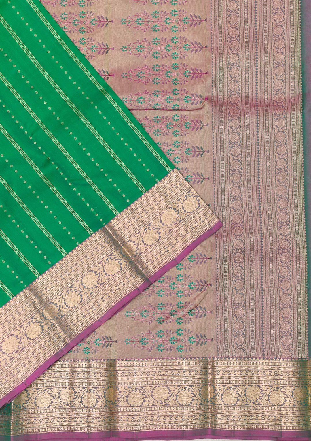 Leaf Green Zariwork Pure Silk Saree-Koskii