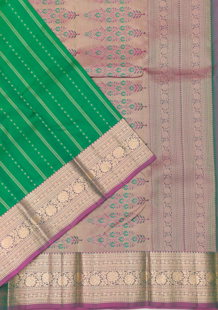 Leaf Green Zariwork Pure Silk Saree-Koskii