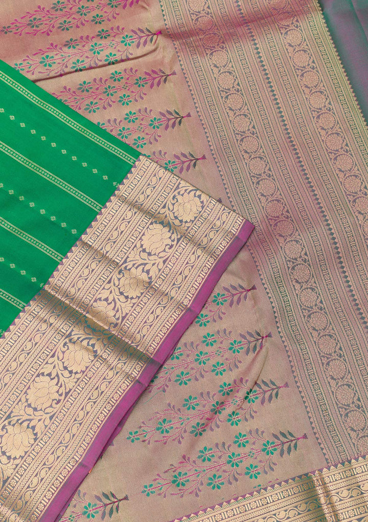 Leaf Green Zariwork Pure Silk Saree-Koskii