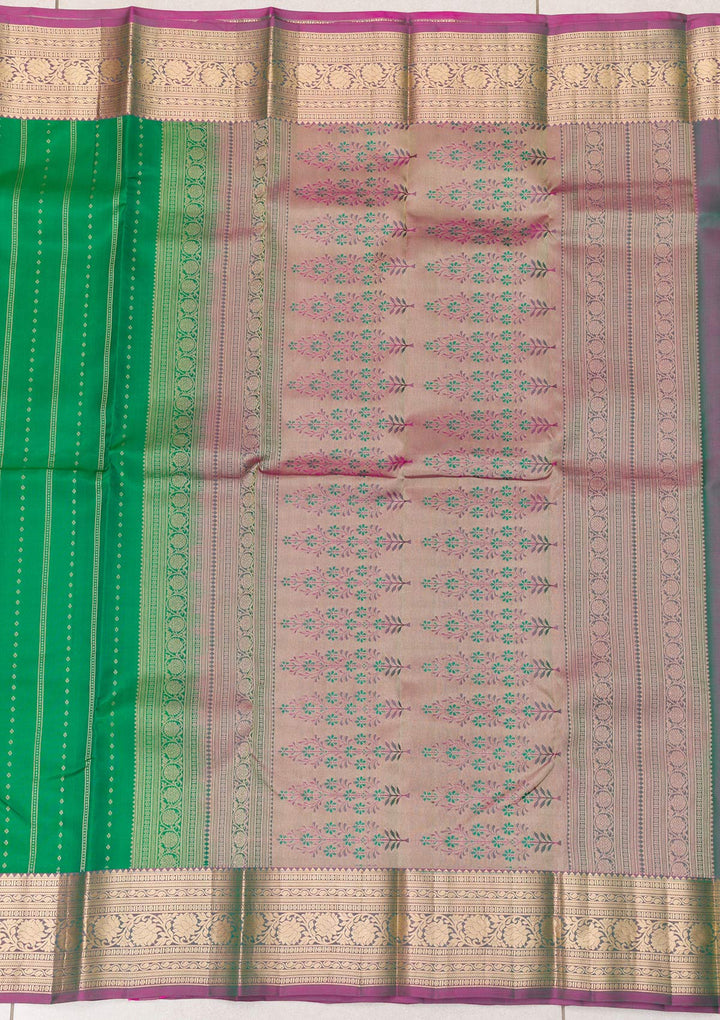 Leaf Green Zariwork Pure Silk Saree-Koskii