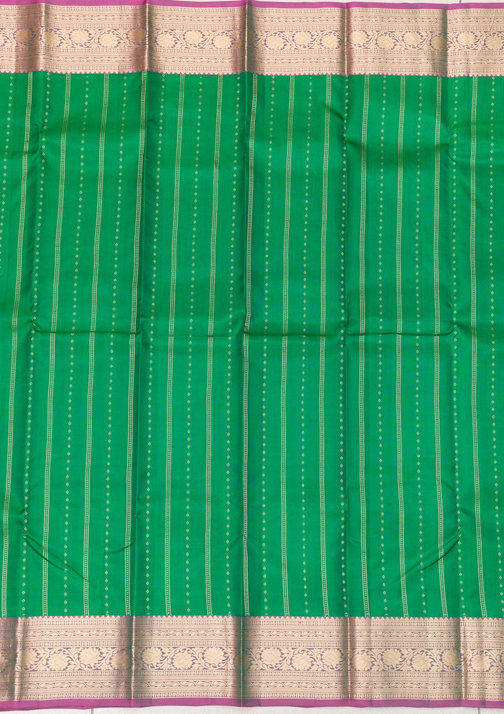 Leaf Green Zariwork Pure Silk Saree-Koskii