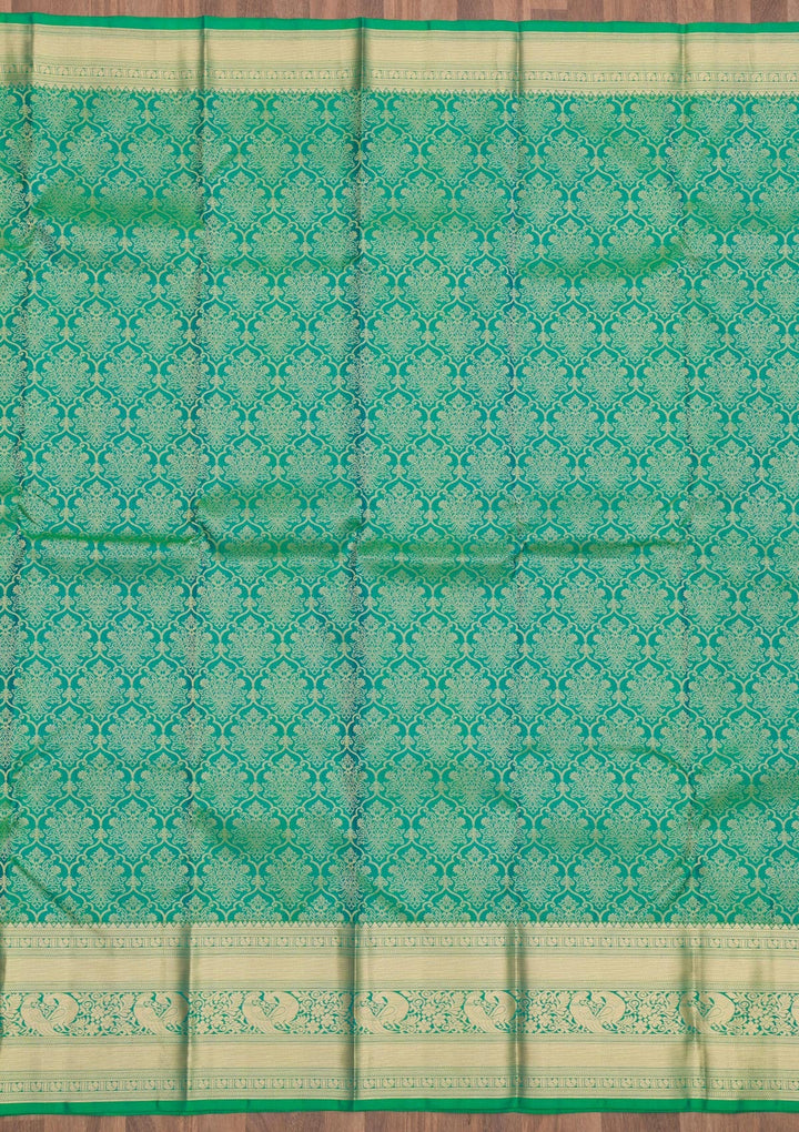 Leaf Green Zariwork Pure Silk Saree-Koskii