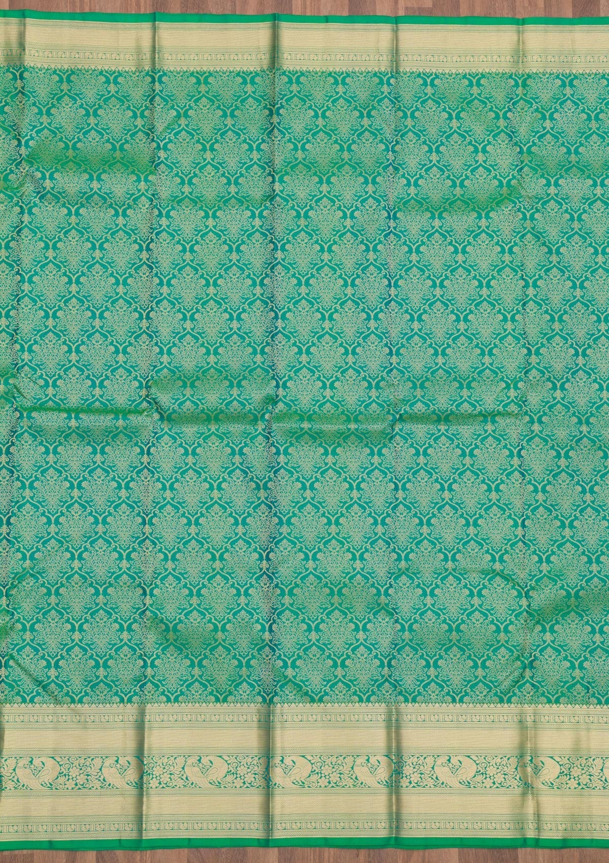 Leaf Green Zariwork Pure Silk Saree-Koskii